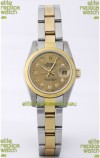 Rolex DateJust - Two Tone Ladies Swiss Replica Watch in Gold Dial