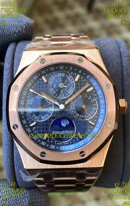 Audemars Piguet Royal Oak Perpetual Calendar Swiss Replica 904L Steel in Rose Gold Casing