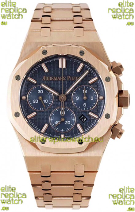 Audemars Piguet Royal Oak Chronograph 1:1 Mirror Replica - Rose Gold Casing Blue Dial in 41MM