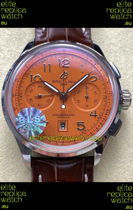 Breitling Premier B01 Chronograph 42 Edition Steel Casing Salmon Dial - 1:1 Mirror Replica Watch