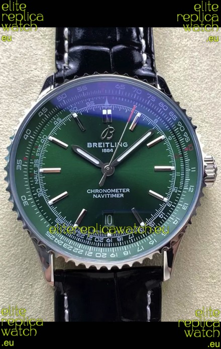 Breitling Navitimer 1 Automatic Swiss Replica Watch in Green Dial - Leather Strap