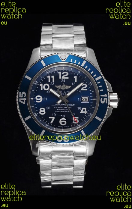Breitling SuperOcean II 44mm 904L Steel Case 1:1 Mirror Replica Watch in Blue Dial 