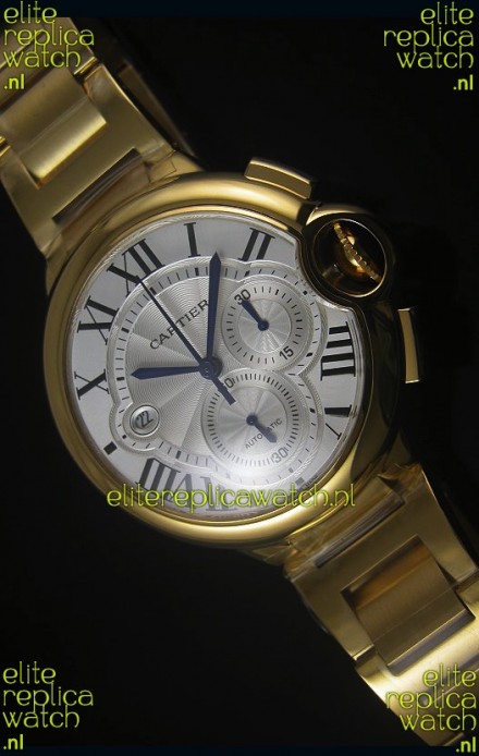 Ballon De Cartier Chronograph in Yellow Gold Case - 1:1 Mirror Replica