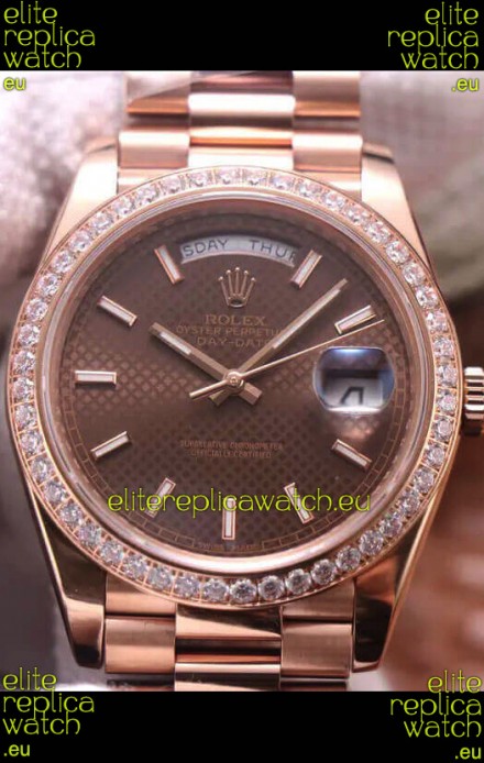 Rolex Day Date Presidential 904L Steel Rose Gold 40MM - Brown Dial 1:1 Mirror Quality Watch