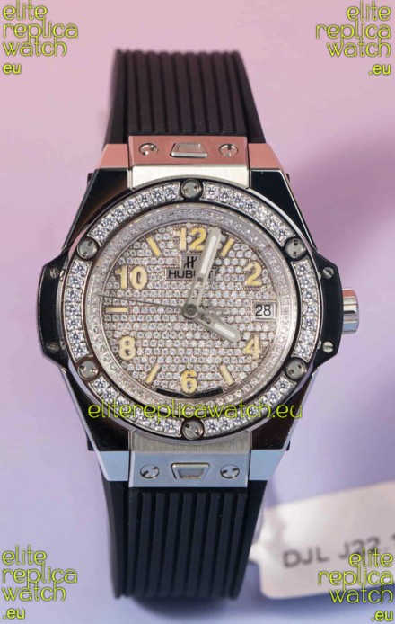 Hublot Big Bang One Click Mossanites Paved Dial Swiss Replica Watch