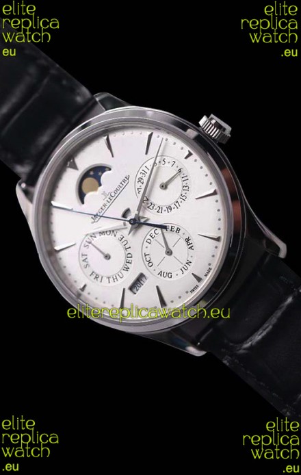 Jaeger LeCoultre Master Ultra Thin Perpetual Swiss Replica Watch in White Dial 