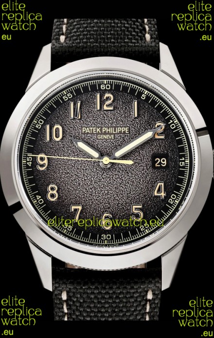 Patek Philippe Calatrava 5226G-001 904L Steel 1:1 Mirror Replica Watch Hybrid Leather/Canvas Strap