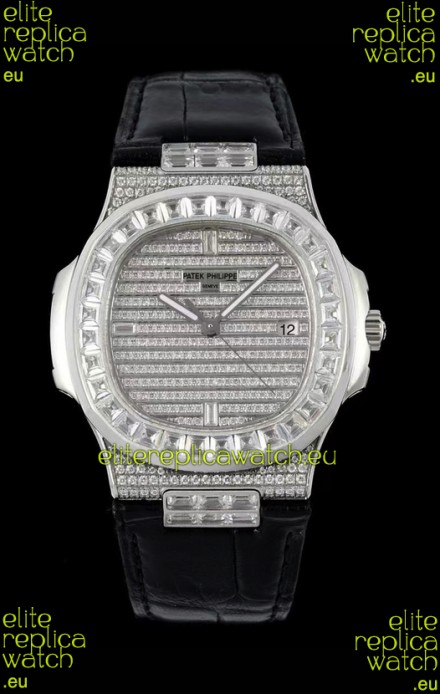 Patek Philippe Nautilus 5711/A Swiss Replica Watch 1:1 Mirror Replica in 904L Steel Diamonds Casing