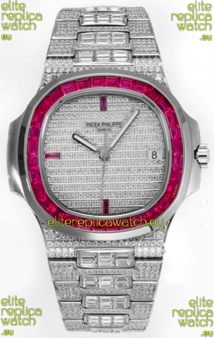 Patek Philippe Nautilus 5711/A Swiss Replica Watch 1:1 Mirror Replica in 904L Steel Diamonds Casing