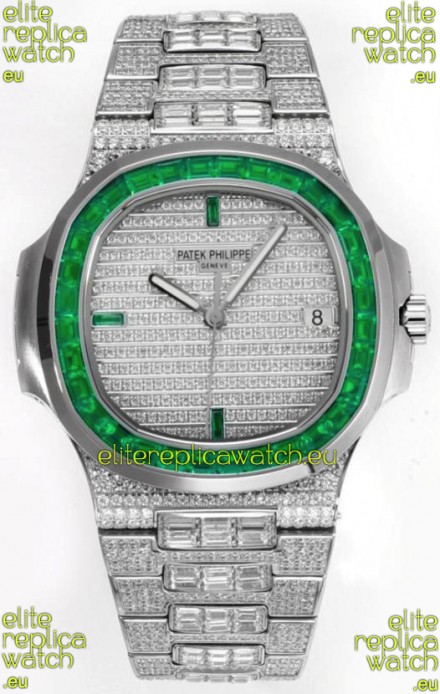 Patek Philippe Nautilus 5711/A Swiss Replica Watch 1:1 Mirror Replica in 904L Steel Diamonds Casing