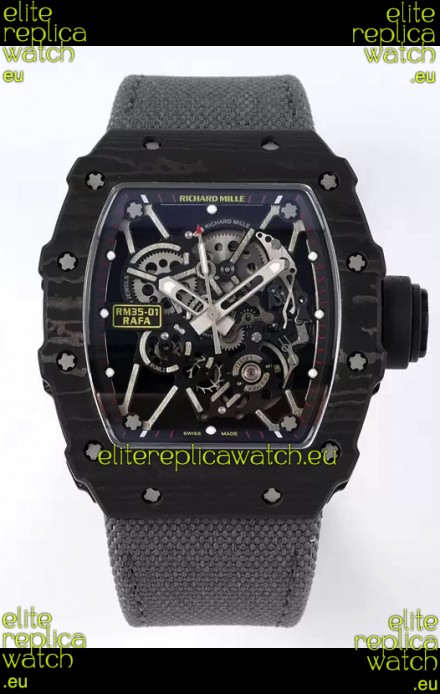 Richard Mille RM35-01 Rafael Nadal Carbon Fiber Casing with Genuine Tourbillon Super Clone Watch 