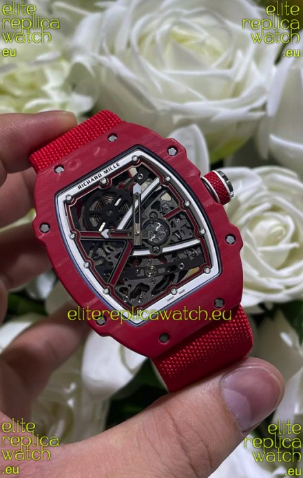 Richard Mille Super Clone RM67-02 Red Carbon TPT 37 Grams Watch Red Strap