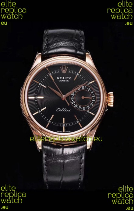 Rolex Cellini Date Ref#50515 Replica 1:1 Mirror Rose Gold 904L Steel Watch Brown Dial