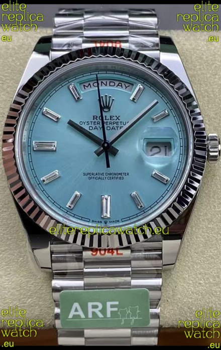 Rolex Day Date 904L Stainless Steel Tiffany Blue Stick Dial Watch 40MM - 1:1 Mirror Quality