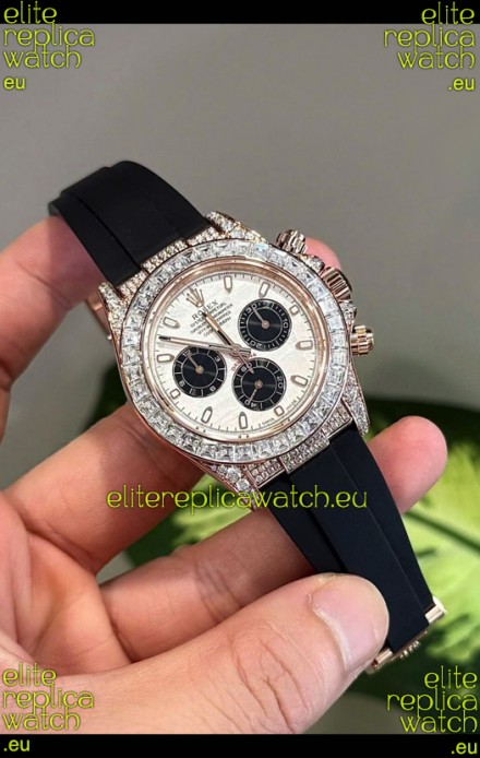 Rolex Daytona Super Clone White Gold Casing Meteorite Dial Cal.4131 Movement Watch Custom Sapphires Bezel