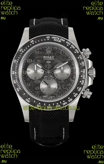 Rolex Daytona Super Clone DiW Exceptional-1 Stainless Steel Watch in Black Carbon Dial 1:1 Mirror Replica Watch