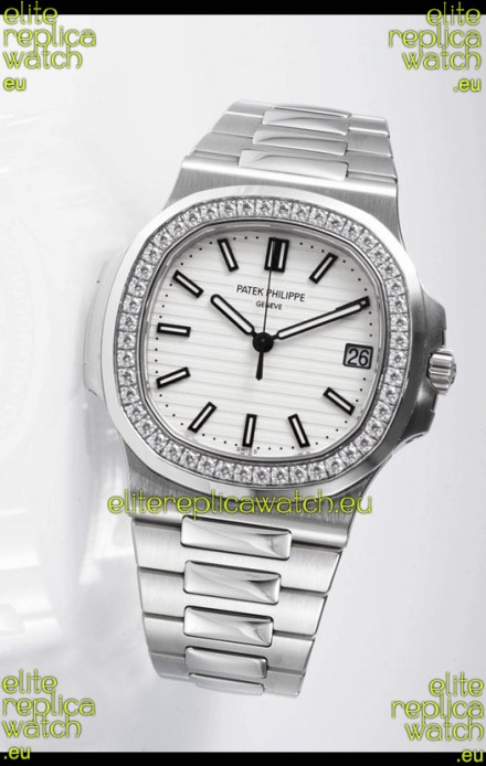 Patek Philippe Nautilus 5711 Swiss Replica Watch - 1:1 Mirror Quality with Diamonds Bezel