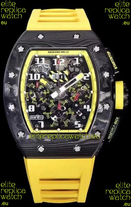 Richard Mille RM011 Felipe Massa 1:1 Mirror Quality One Piece Black Forged Carbon Case Watch