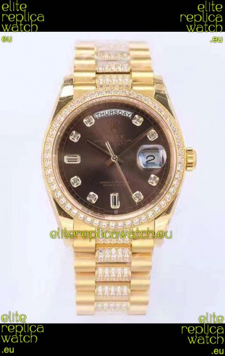 Rolex Day Date Presidential 18K Yellow Gold Watch 36MM - Brown Dial 1:1 Mirror Quality Watch