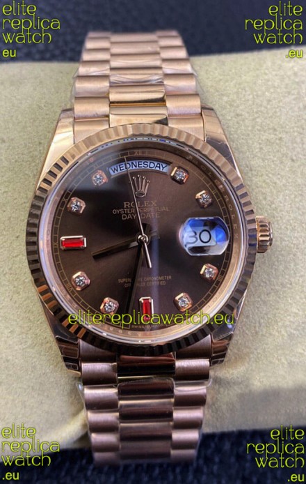 Rolex Day Date 36MM 118235 Rose Gold in Brown Dial 1:1 Mirror Replica Watch