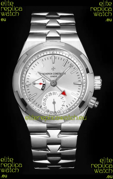 Vacheron Constantin Overseas Dual Time 1:1 Mirror Swiss Replica Watch in Steel Dial 