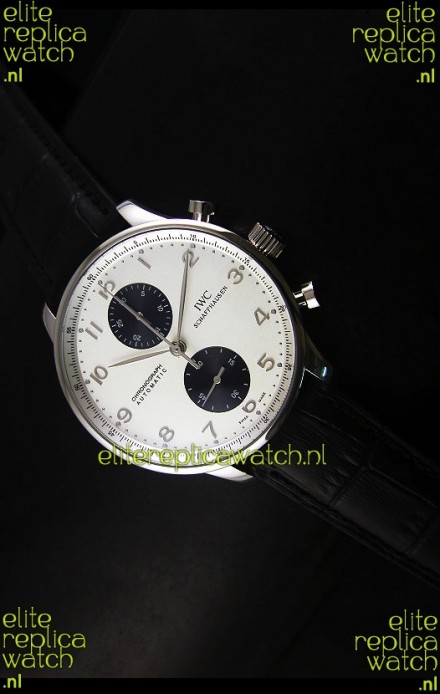 IWC Portuguese Chronograph Swiss Replica Watch in Steel Case - 1:1 Mirror Replica Edition