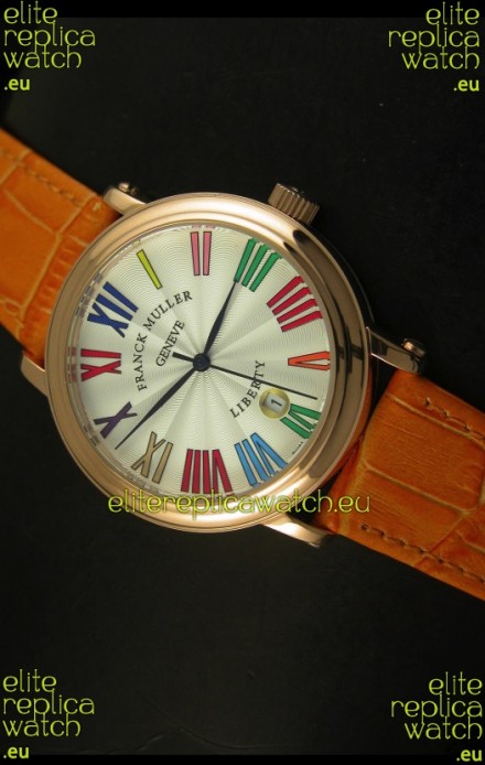 Franck Muller Master of Complications Liberty Japanese Replica Watch in Pink Gold Case