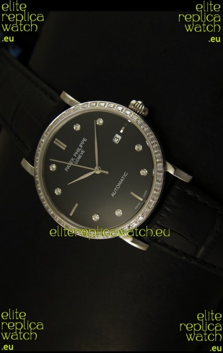 Patek Philippe Calatrava 5298 Swiss Replica Watch in Steel Casing - Diamonds Hours