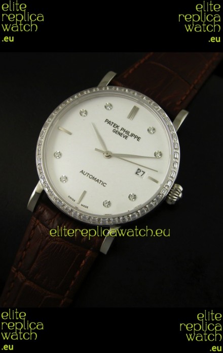 Patek Philippe Calatrava 5298 Swiss Replica Watch in Steel Casing - Diamonds Hours