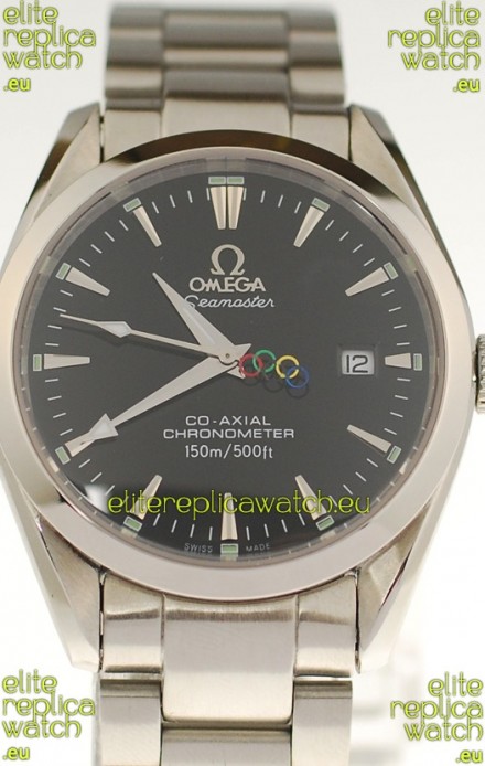 Omega SeaMaster CO AXIAL Swiss Replica Watch in Black Dial