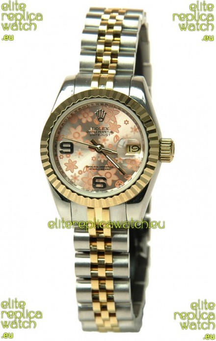 Rolex Datejust Floral Motif Ladies Swiss Replica Watch