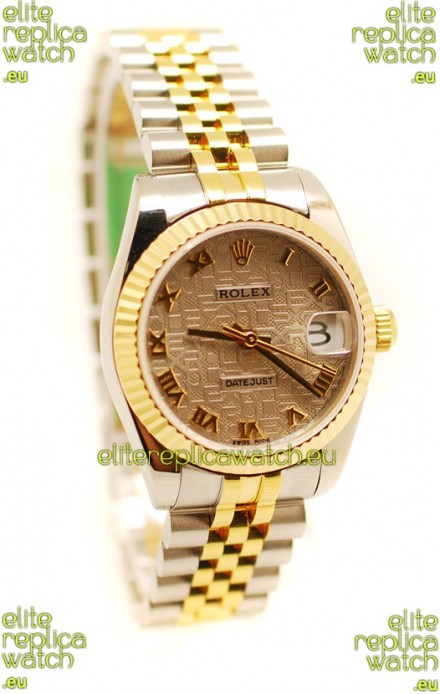Rolex DateJust Mid-Sized Swiss Replica Two Tone Watch