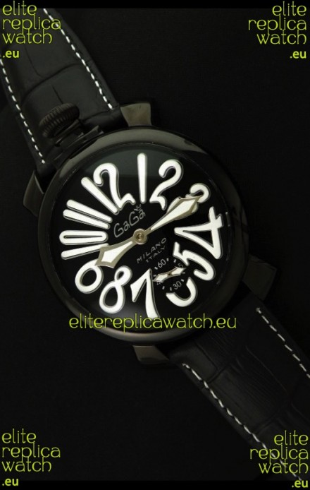 Gaga Milano Italy Japanese Replica PVD Watch in White Markers