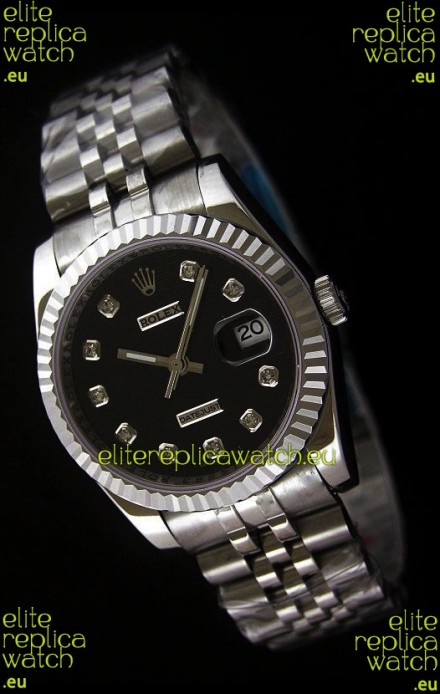 Rolex Datejust Mens Japanese Replica Watch in Black Dial