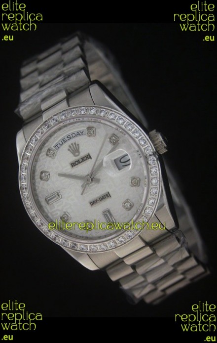 Rolex Day Date Just swiss Replica Silver White Watch