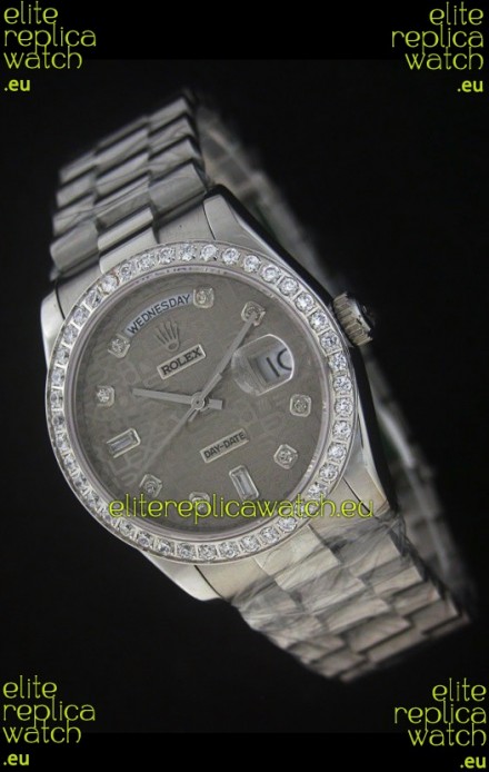Rolex Day Date Just swiss Replica Watch in Printed Grey Dial