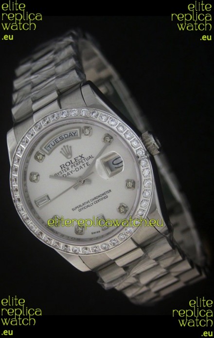 Rolex Day Date Just swiss Replica Watch in White Dial 