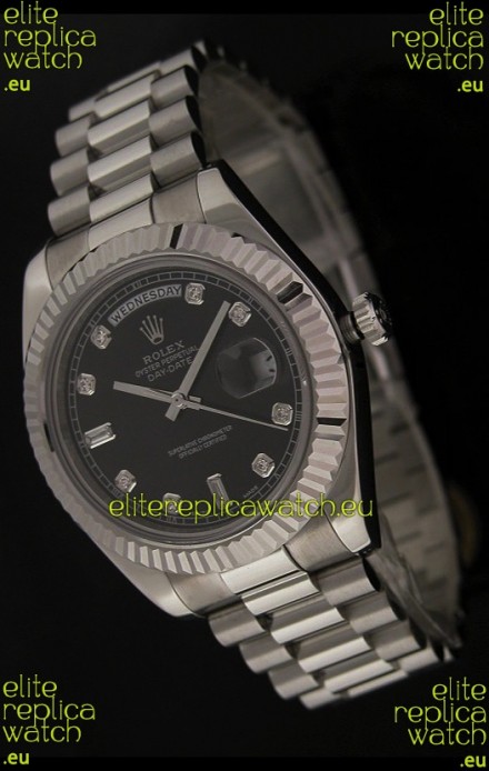 Rolex Oyster Perpetual Day Date Swiss Replica Watch in Black Dial
