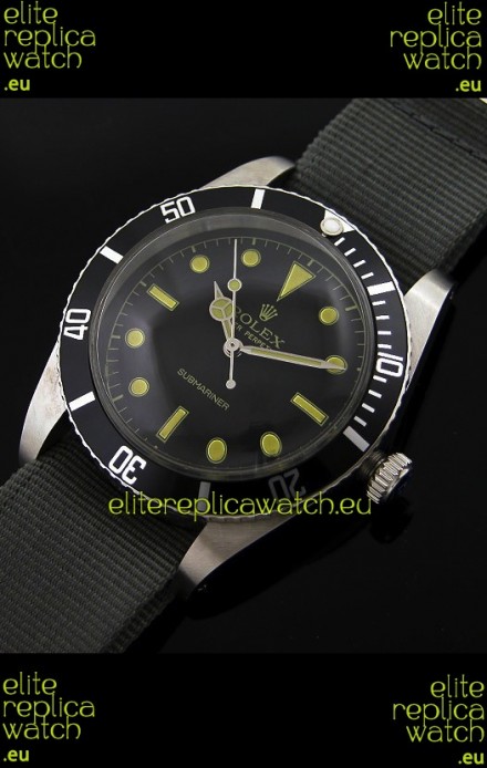 Rolex Submariner Swiss Replica Watch in Domed Crystal Grey Nylon Strap