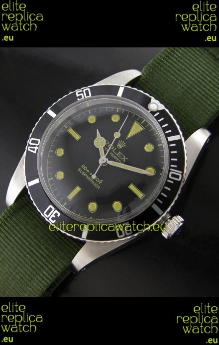 Rolex Submariner Swiss Replica Watch in Domed Crystal Green Nylon Strap