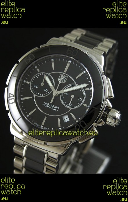 Tag Heuer Formula 1 Chronograph Swiss Replica Ceramic Ladies Watch in Black Dial