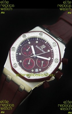 Audemars Piguet Royal Oak Offshore Lady Alinghi Swiss Watch in Maroon Dial