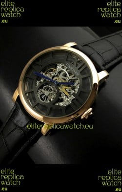 Cartier Ronde de Japanese Replica Watch in Skelton Black Dial