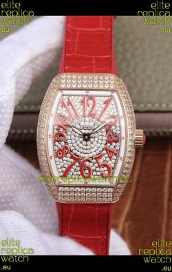Franck Muller Vanguard Ladies 1:1 Mirror Swiss Replica Watch 32MM Wide Rose Gold Casing