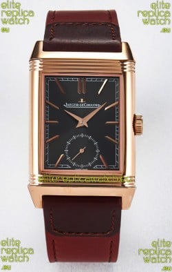 Jaeger-LeCoultre Reverso Super Clone DuoFace Green/White Rose Gold Replica Watch 