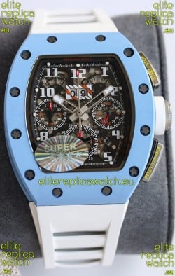Richard Mille RM011 Blue Ceramic Casin White Rubber Strap 1:1 Mirror Swiss Replica Watch 