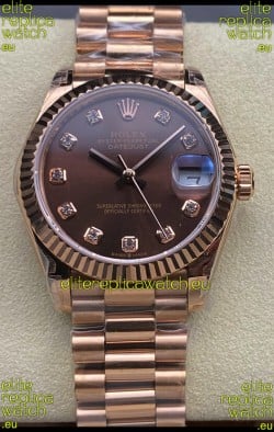 Rolex Datejust 31MM Swiss Watch in 904L Steel Rose Gold Chocolate Dial 1:1 Mirror Replica