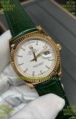 Rolex Day Date Yellow Gold Casing Watch in White Dial 36MM - 1:1 Mirror Quality 