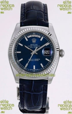 Rolex Day Date 904L Steel Casing Watch in Blue Dial 36MM - 1:1 Mirror Quality