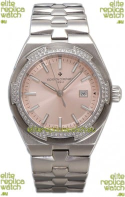 Vacheron Constantin Overseas Steel Casing Pink Dial 35MM Swiss Replica Watch 